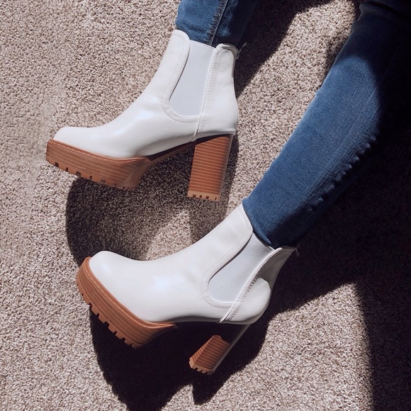 White platform booties. Boutique item. Even more beautiful in person. - Picture 3 of 8